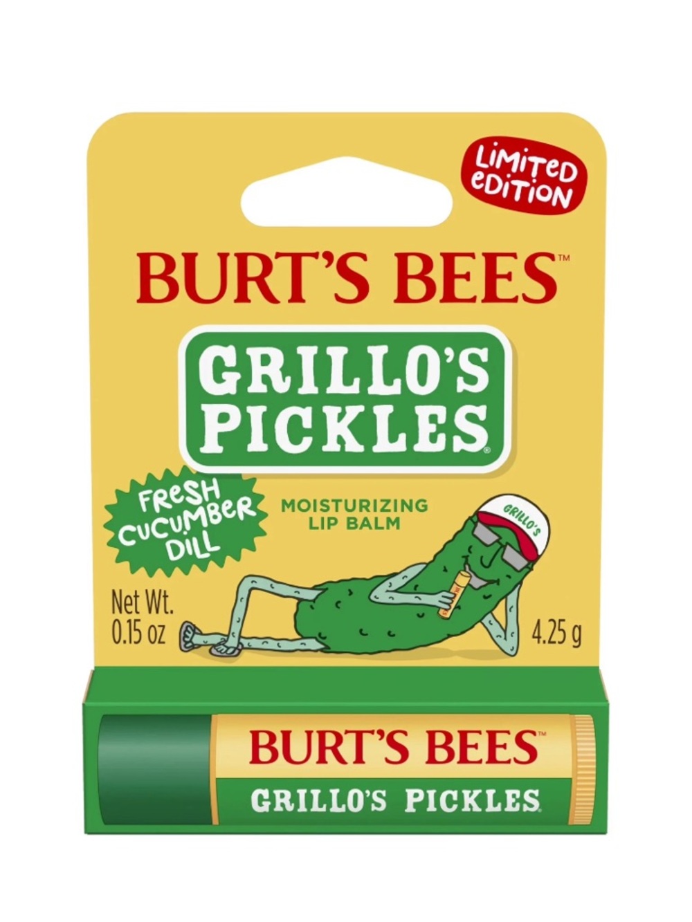 NIB Limited Edition Burt’s Bees Grillo's Pickles Lip Balm -